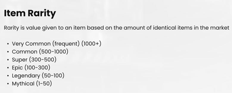 CyberTrade Item Rarity