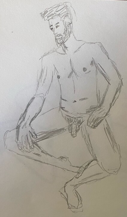 Pinto sitting - 10-minute timed pencil sketch