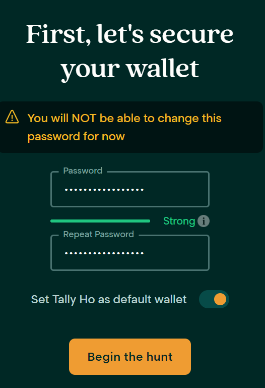 Secure your Tally Ho Wallet