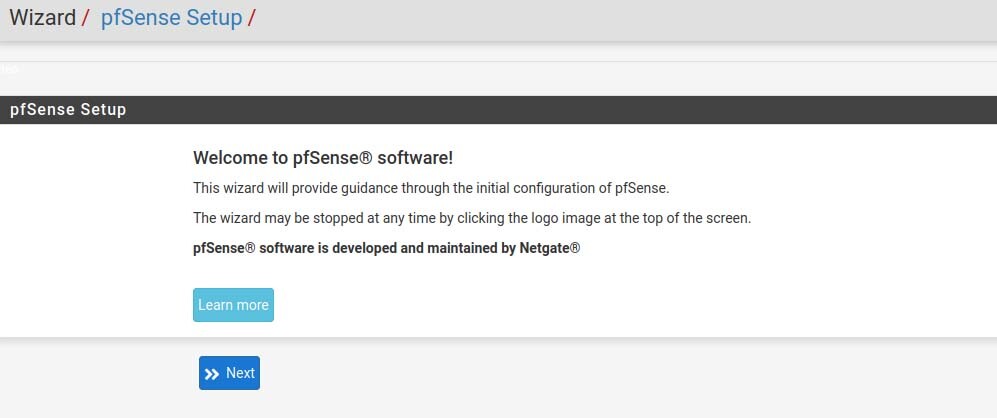 pfsense setup wizard