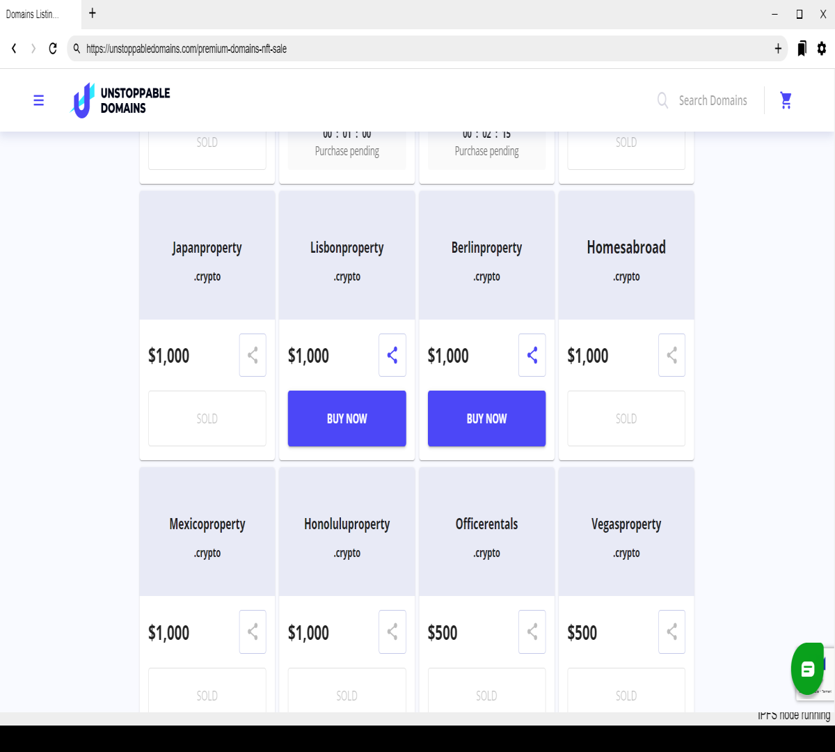 Premium real estate NFT's on sale