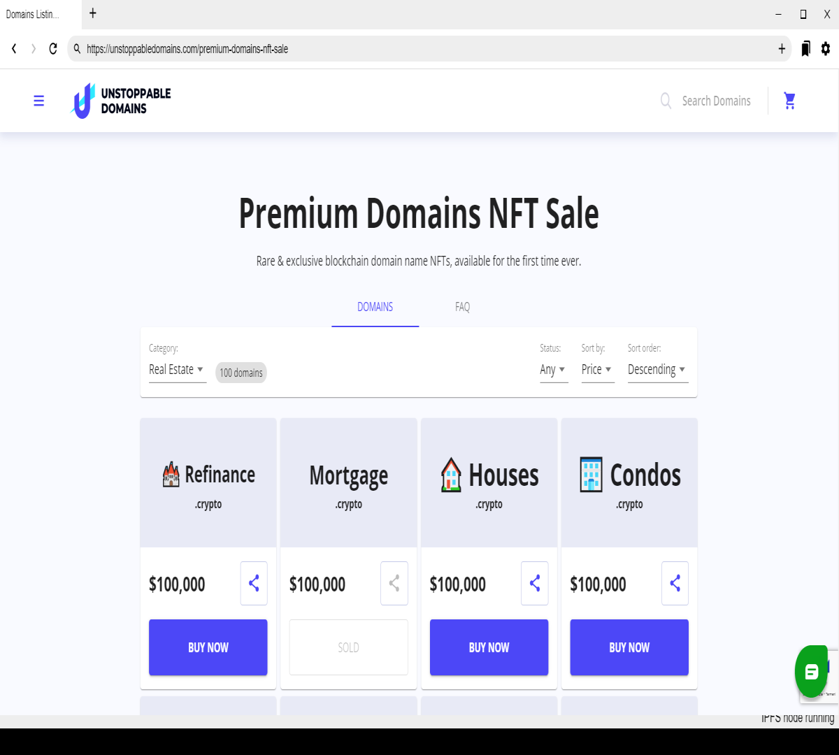 Premium real estate blockchain domains NFT's