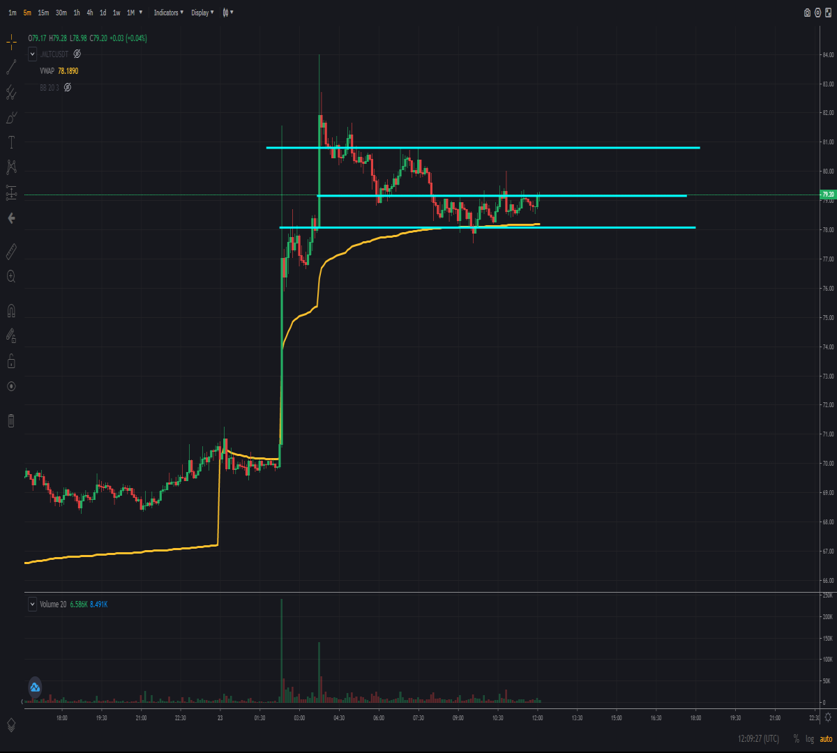 5 minute chart of cryptocurrency Litecoin