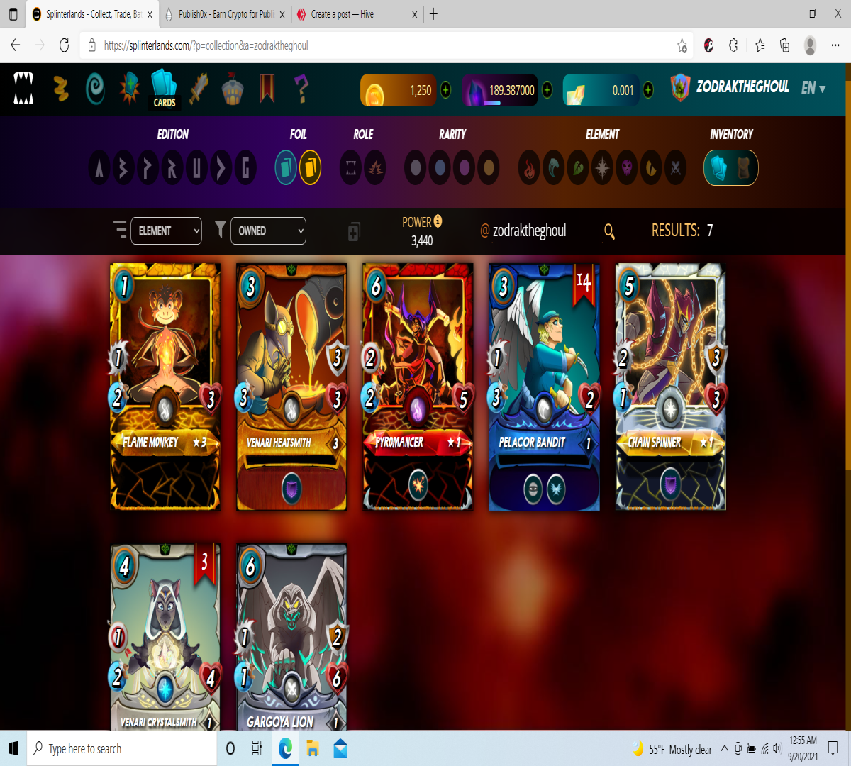 Gold Foil Flame Monkey and Venari Heatsmith! Along with Other cards I own / am selling.