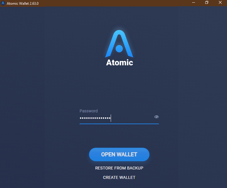 Atomic Wallet Welcome Screen