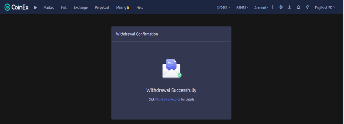 Withdrawal - CoinEx - udinxyz