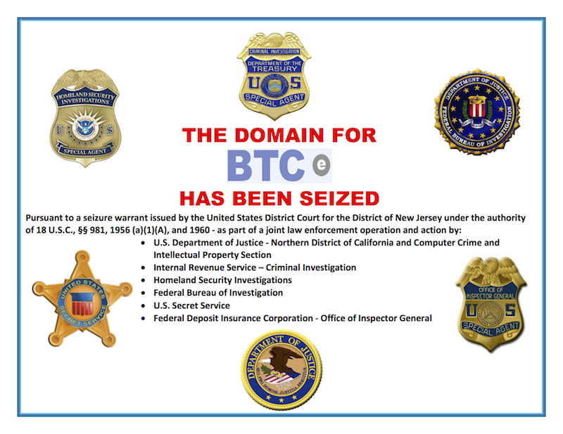 Banner of the seized BTC-e domain