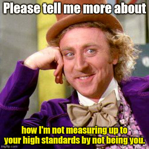 Please tell me more about how I'm not measuring up to your high standards by not being you