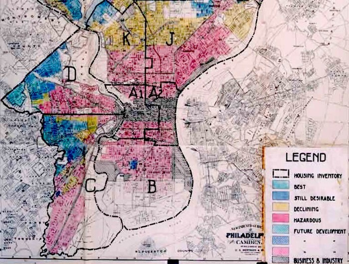 Redlining, or the marking of black neighborhoods as bad investment, meant blacks couldn’t easily own homes to gain wealth.