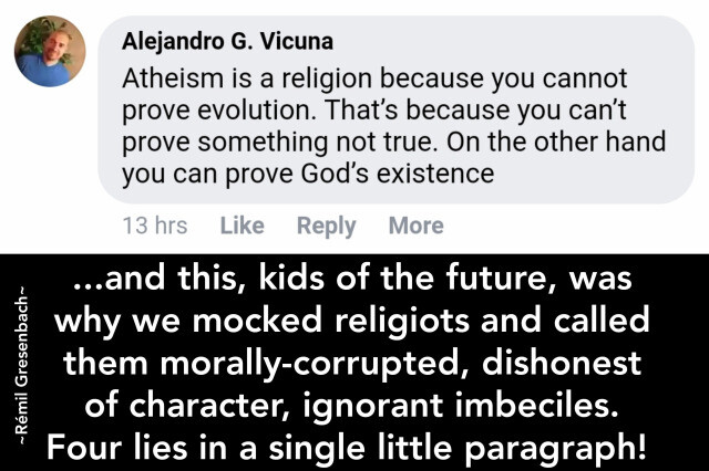 Atheism is a religion, says religiot