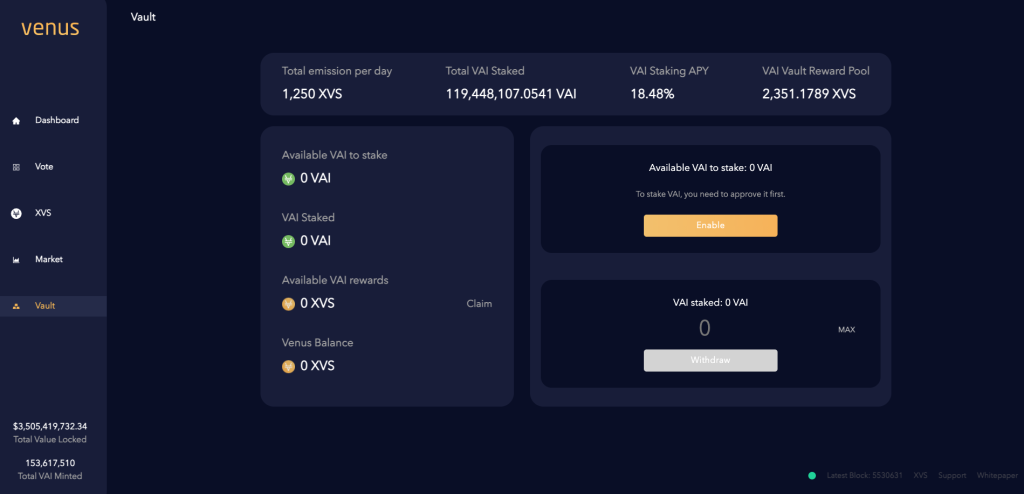 Venus Protocol Vault