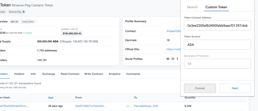 adding ada token contract