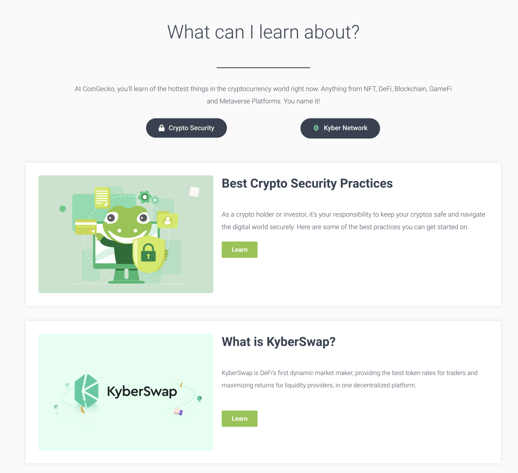 CoinGecko Learn and Earn
