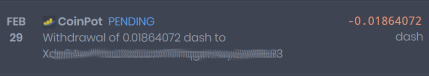 Dash payment pending