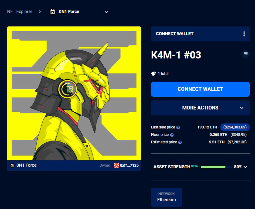 Logan Paul's 'Bumblebee' NFT created by  0N1Force on OpenSea