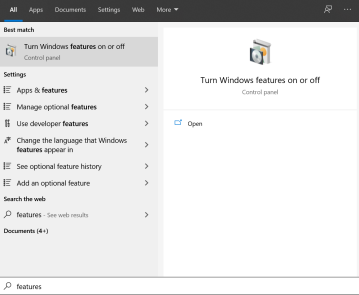 Locate the Features control panel