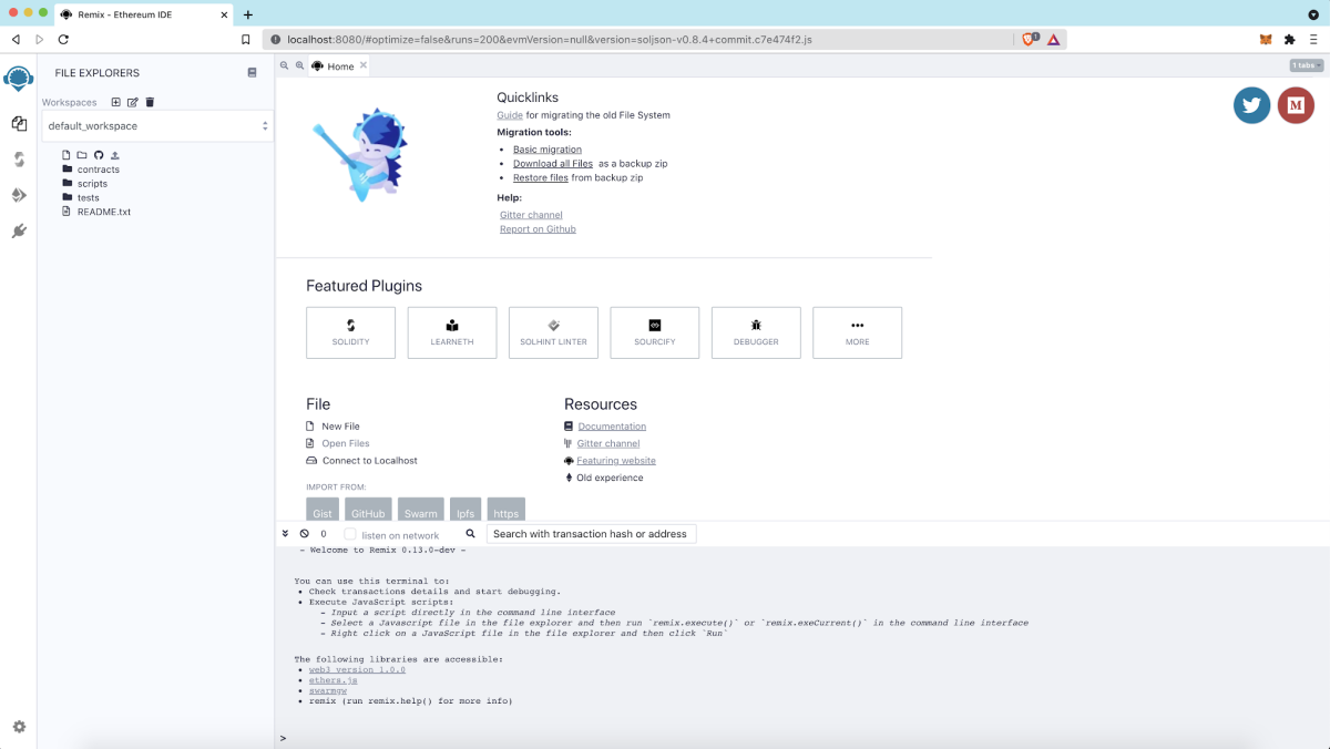 Remix IDE Screen