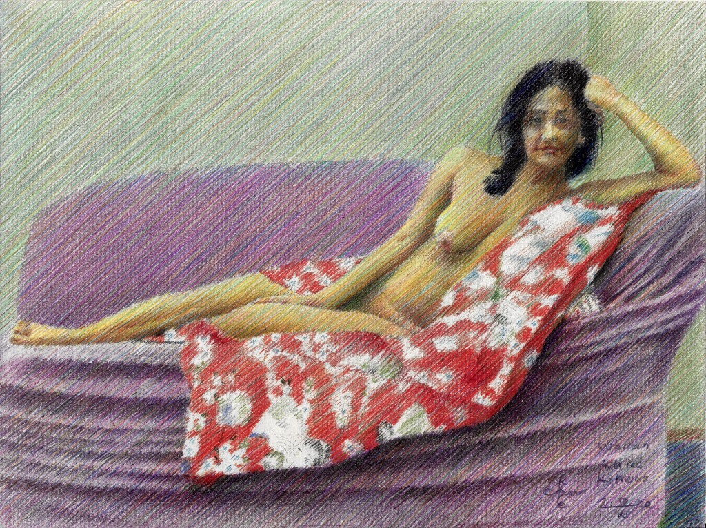 realist nude colored pencil drawing