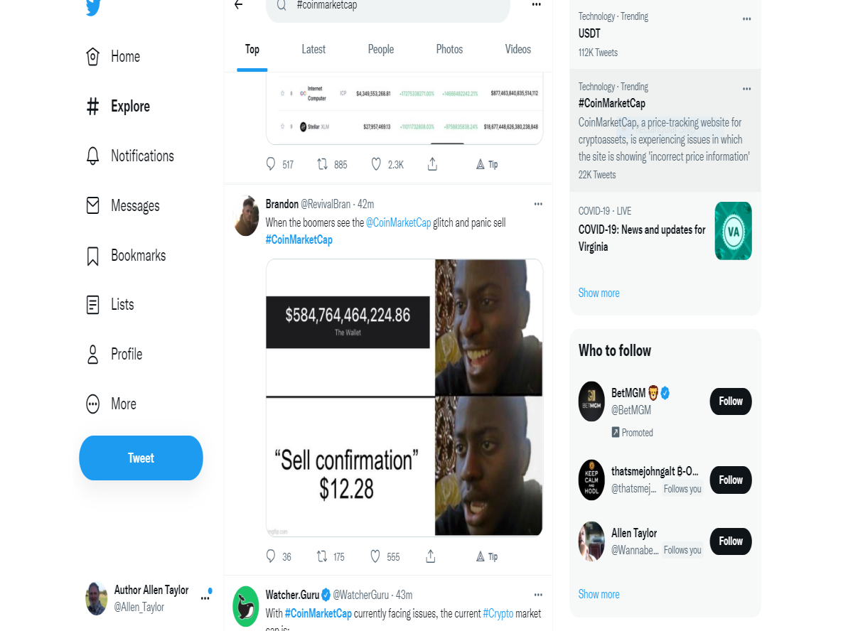 Twitter CoinMarketCap