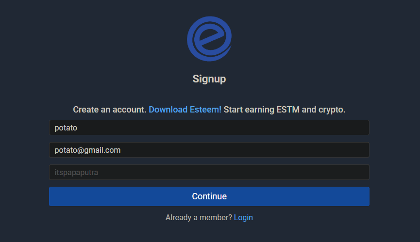 Image of Esteem Registration Form