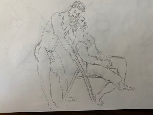 Joe and Ahmad ten minute sketch - Pencil