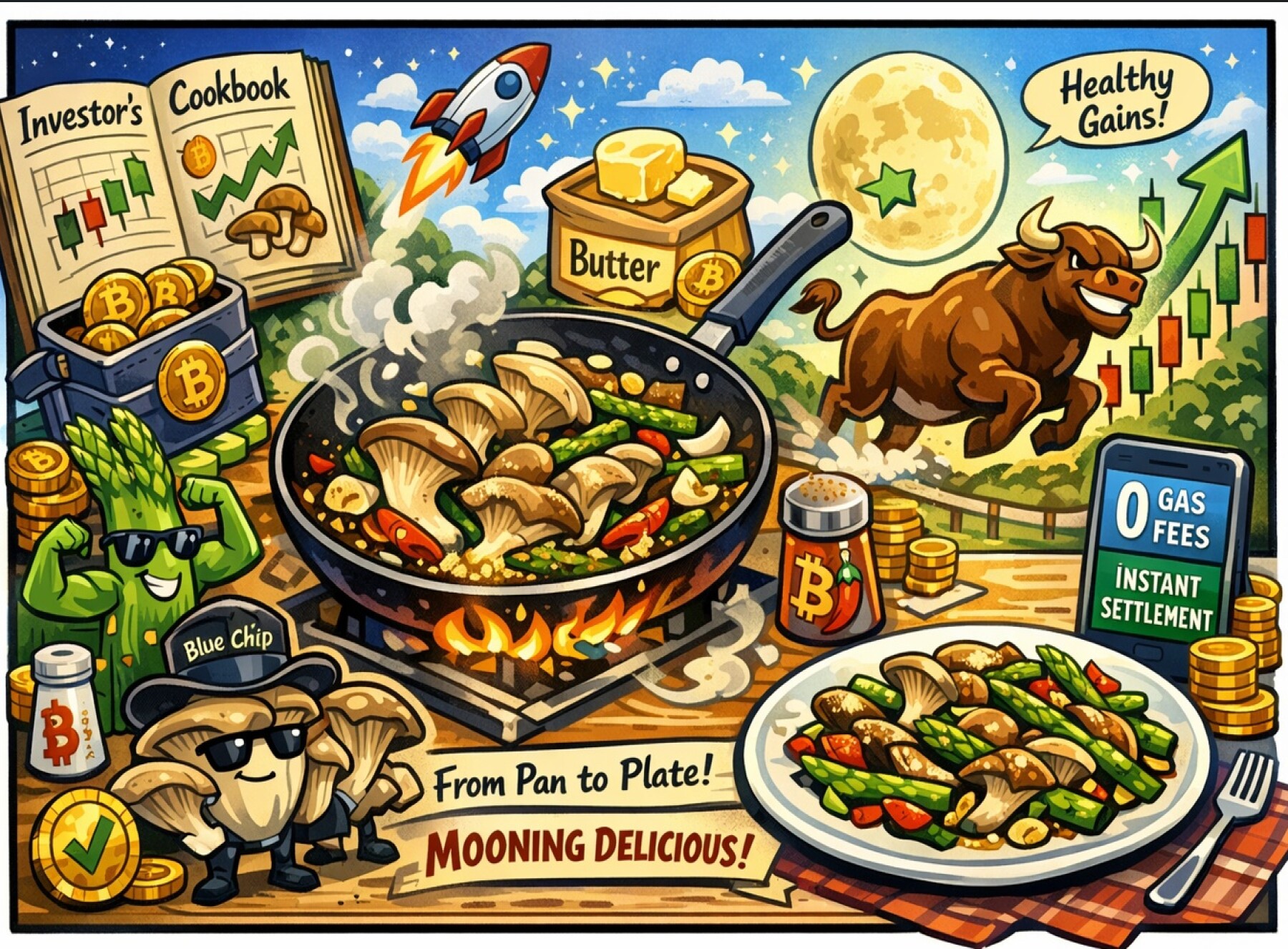 Crypto Cooking - Asparagus & Mushrooms To The Moon