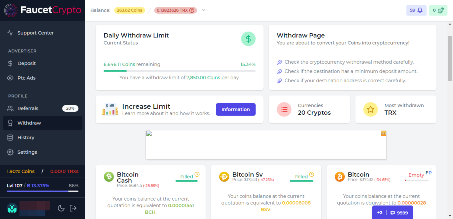 Faucet Crypto options