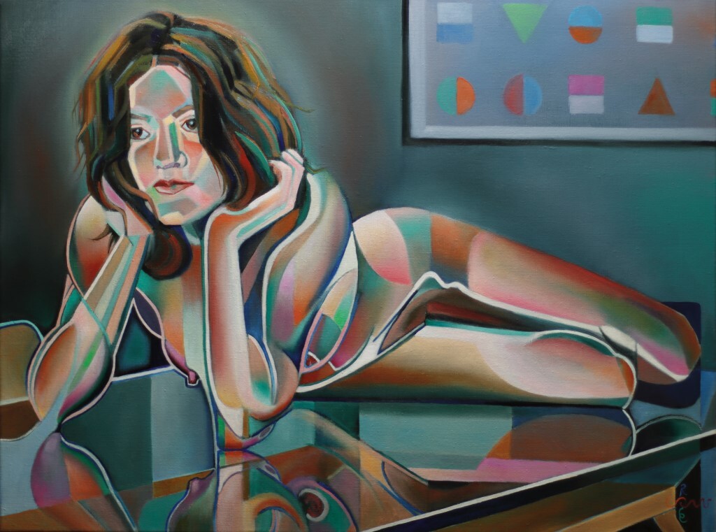 cubist nude oil painting