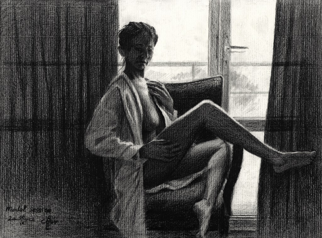 realist nude graphite pencil drawing