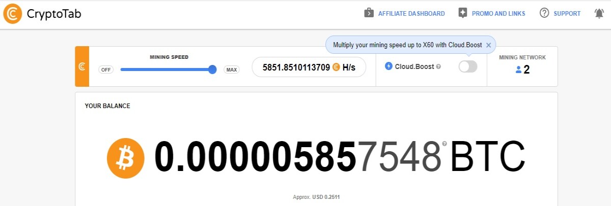 after few days mining
