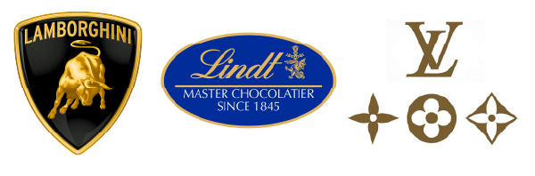 Lamborghini Lindt Louis Vuitton LV gold logos emblems