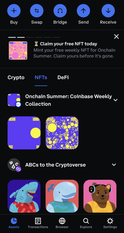 Free NFTs from Coinbase Wallet