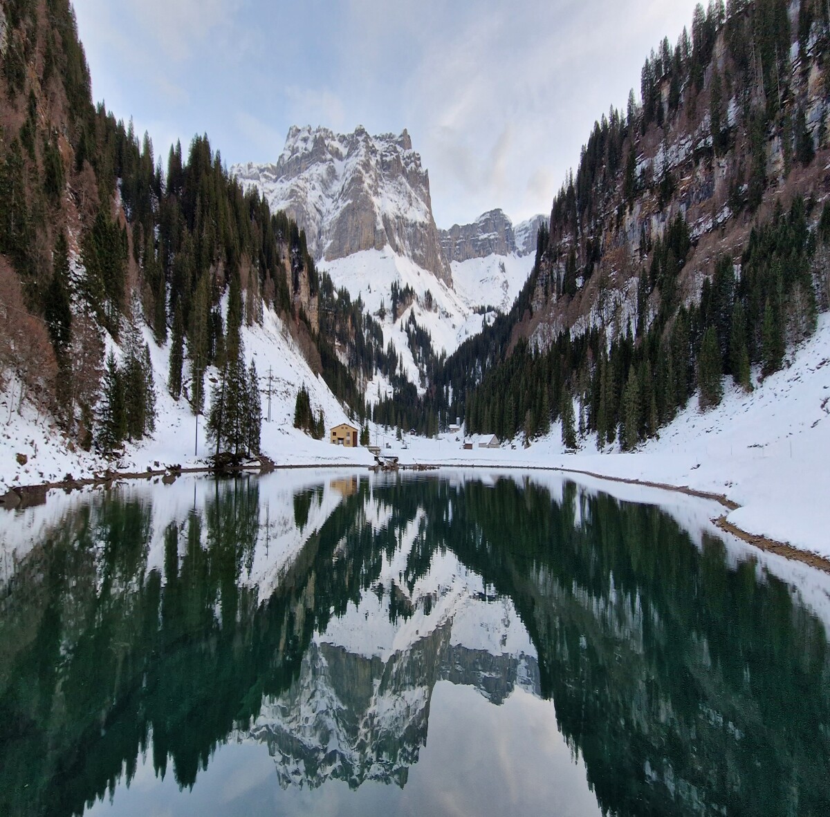 Mountain reflects on lake
