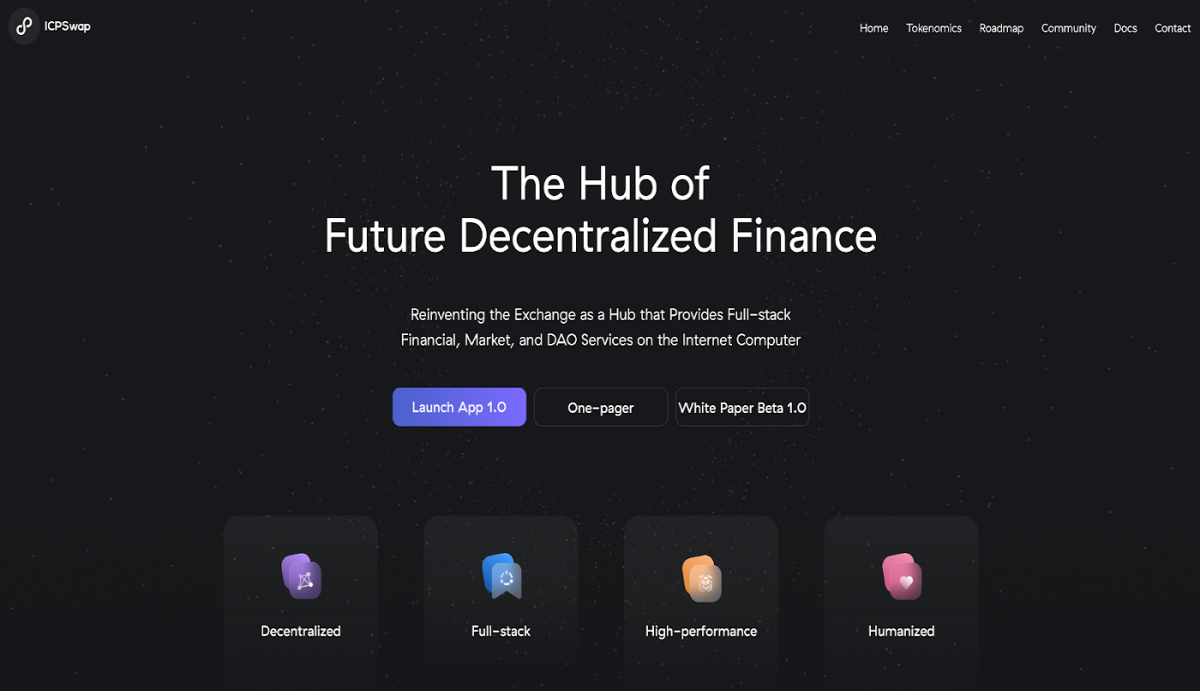 (ICPSwap website homepage)