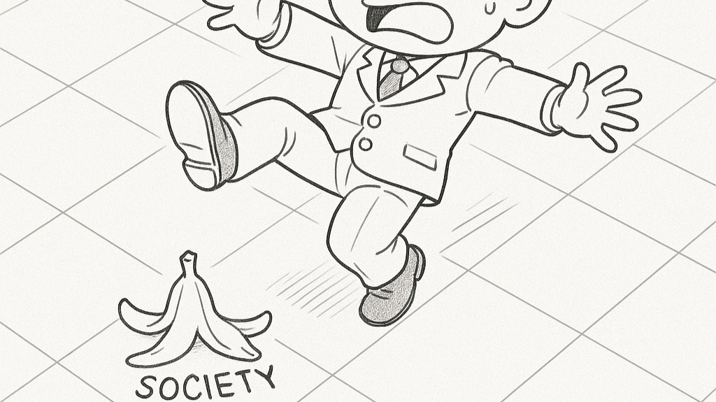 Buffoon slipping on a banana peel