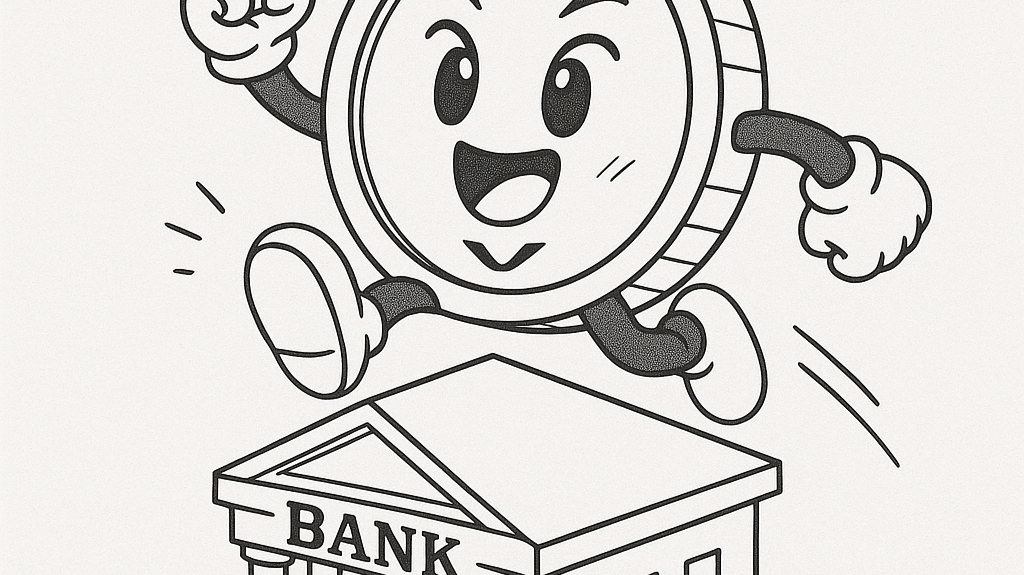 XRP leaping over a bank