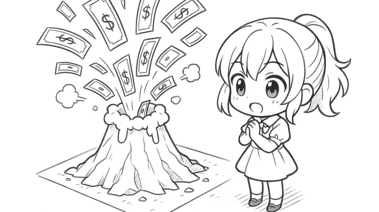 Volcano spewing money