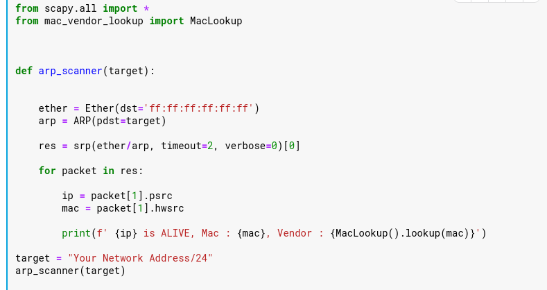 Discover and identify who's in your network using a simple python script