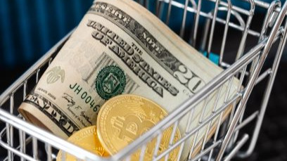 Bitcoin and dollars in a shopping cart -  Photo by Karolina Grabowska from Pexels