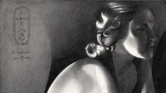 cubist nude graphite pencil drawing