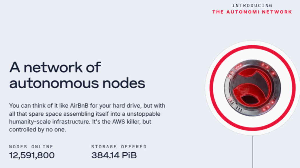 100 MILLION NODES/MULTI ZETTABYTES OF PERMENANT INTERNET STORAGE : AUTONOMI NETWORK  FOR THE PEOPLE