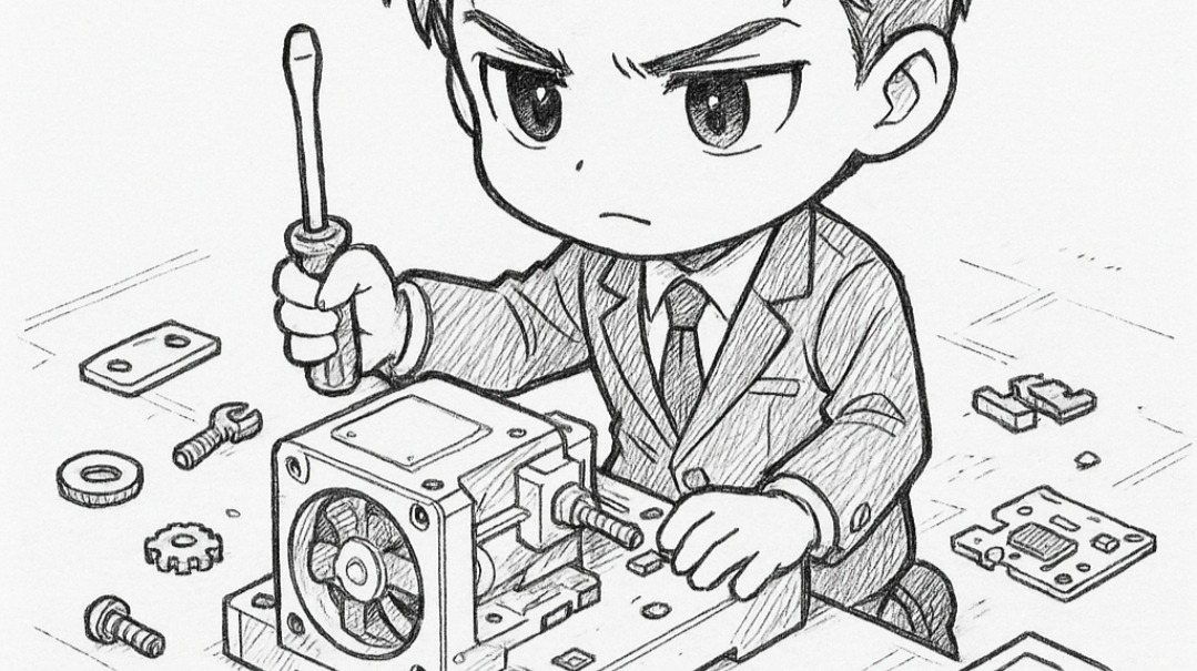 Boy dismantling a machine