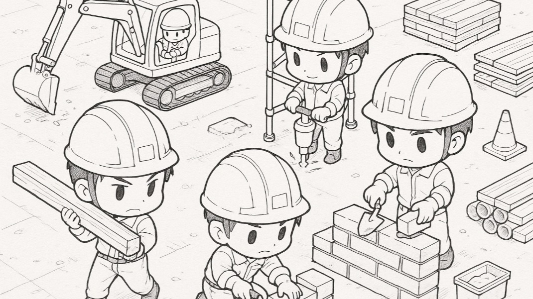 Workmen at a construction site