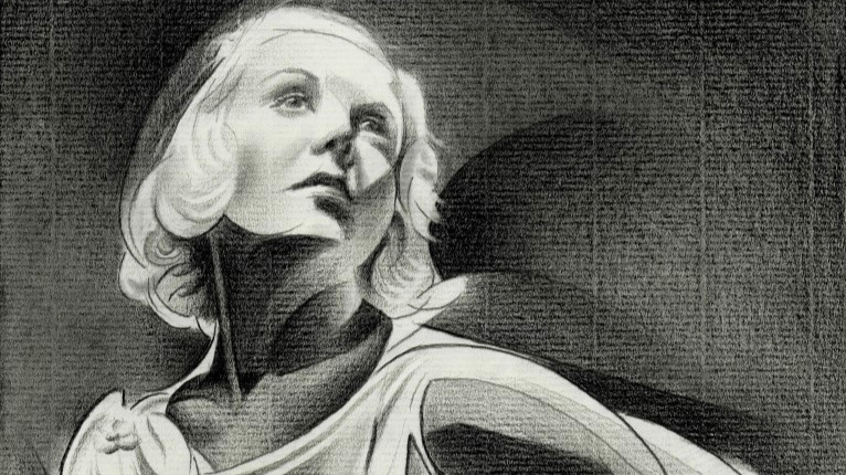 cubist art deco celebrity moviestar graphite pencil drawing
