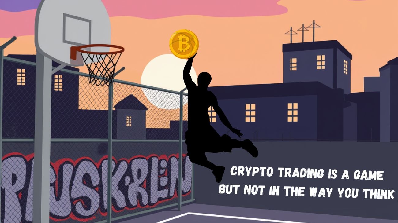 Shadow of an athlete dunking a Bitcoin basketball