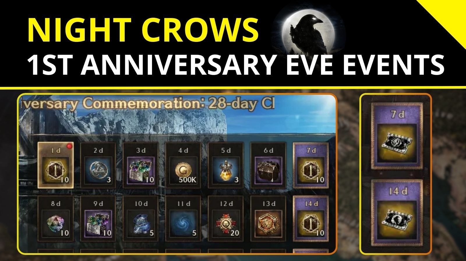 Night Crows 1s Anniversary Eve events