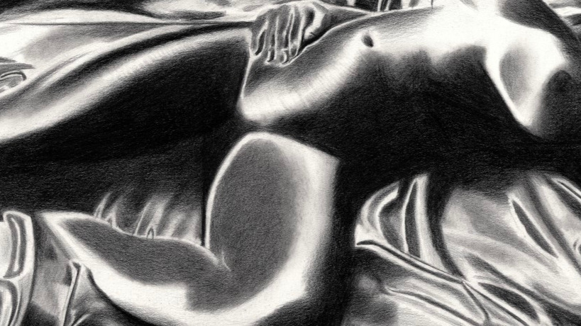 cubist nude graphite pencil drawing