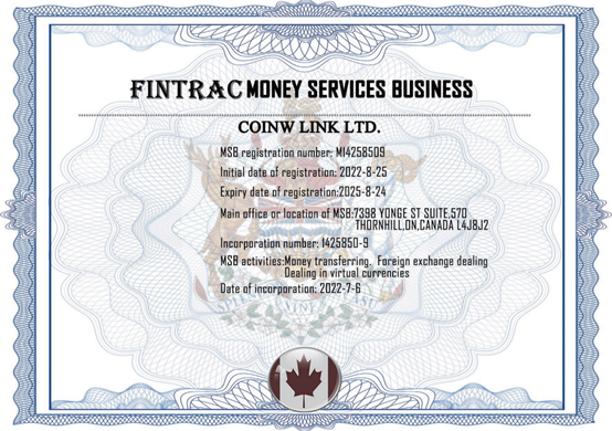 CoinW Obtains Canadian MSB license, Accelerating The Pace Of Global ...