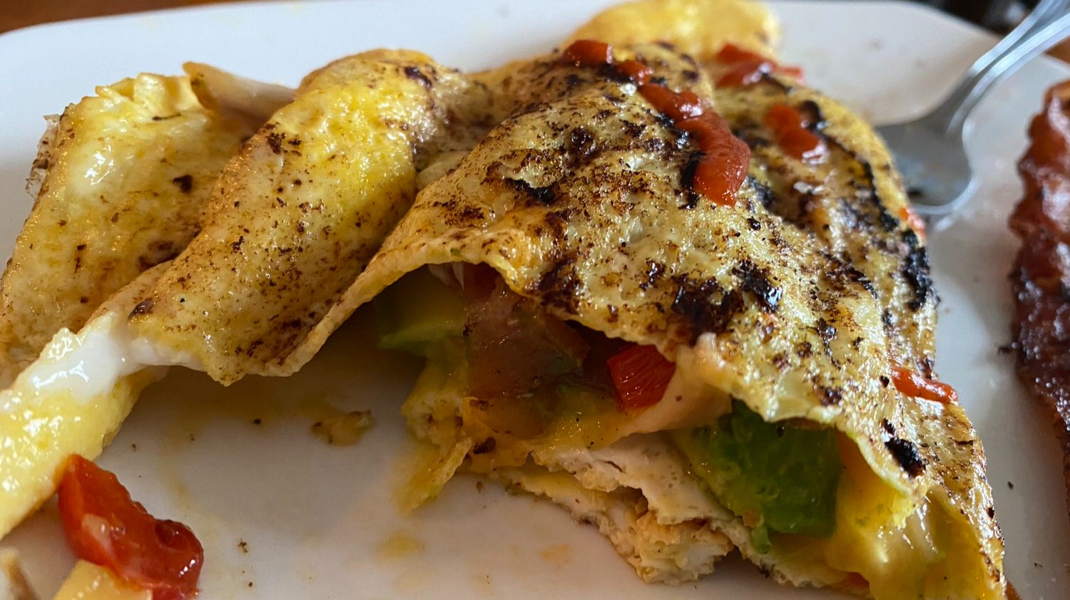 omelette with sriracha
