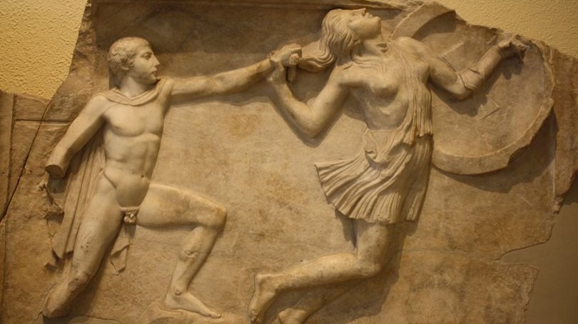 2nd century CE Roman copies of scenes from the shield of Athena on the Athena Parthenos statue by Pheidias in the Parthenon